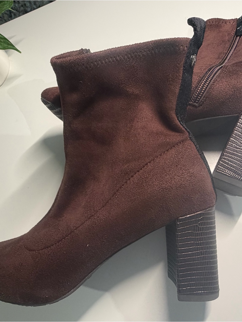 Donald J. Pliner Brown Suede Block Heel Ankle Booties